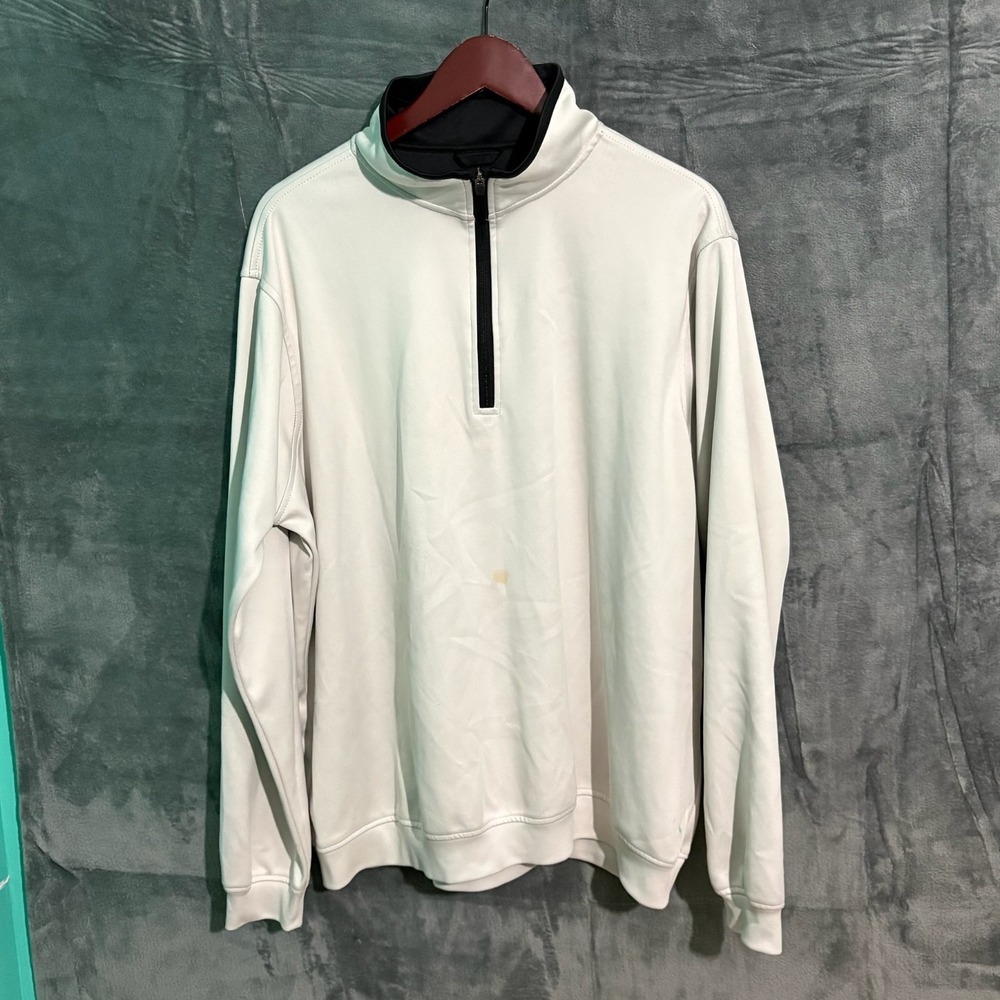Zero Restriction Mens Large White Tour Series Pull Over 1/4 Zip Golf Tennis